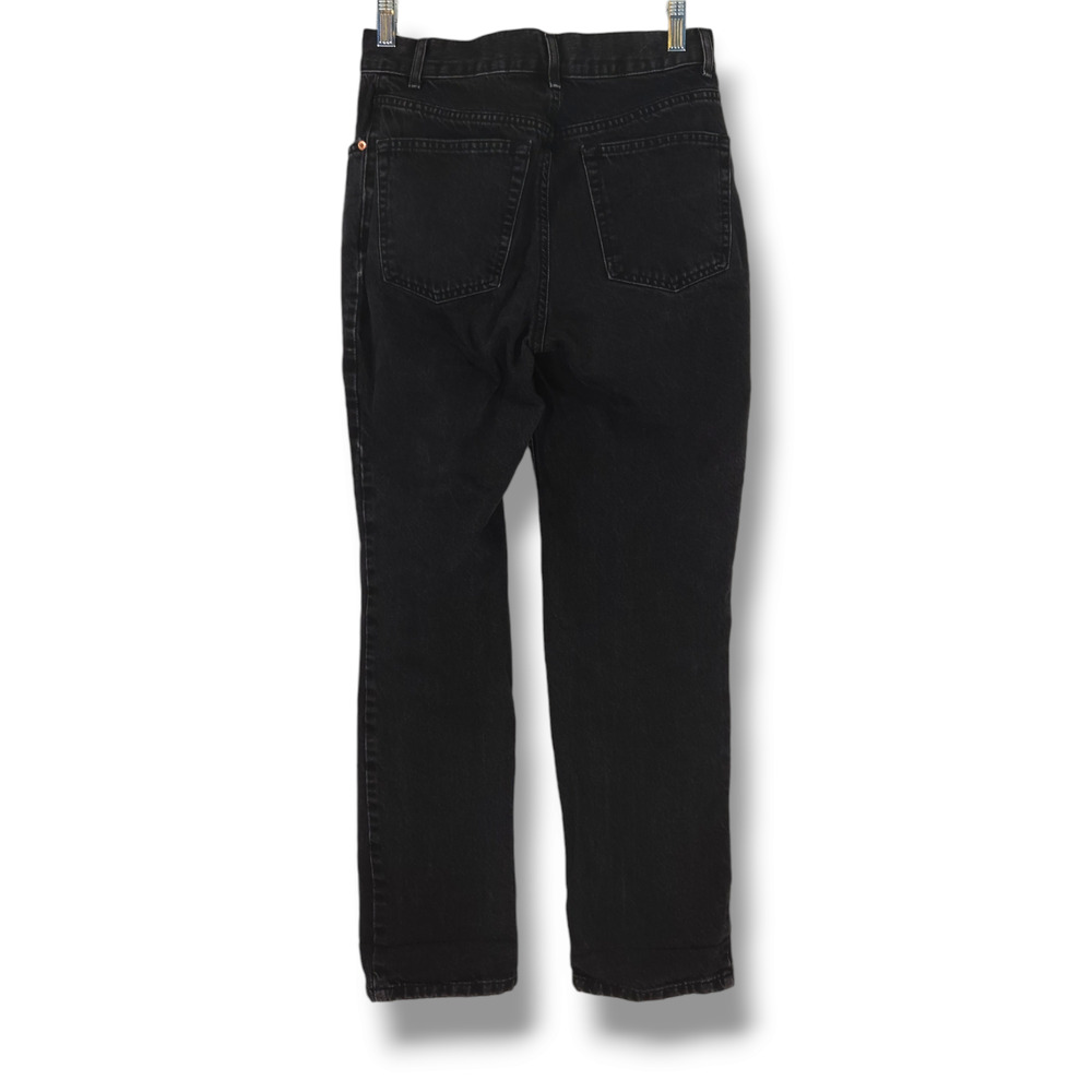 EUC ASOS 100% Cotton Button Fly Straight Leg Denim Jeans Sz. 28x29‎ Black - Picture 3 of 8